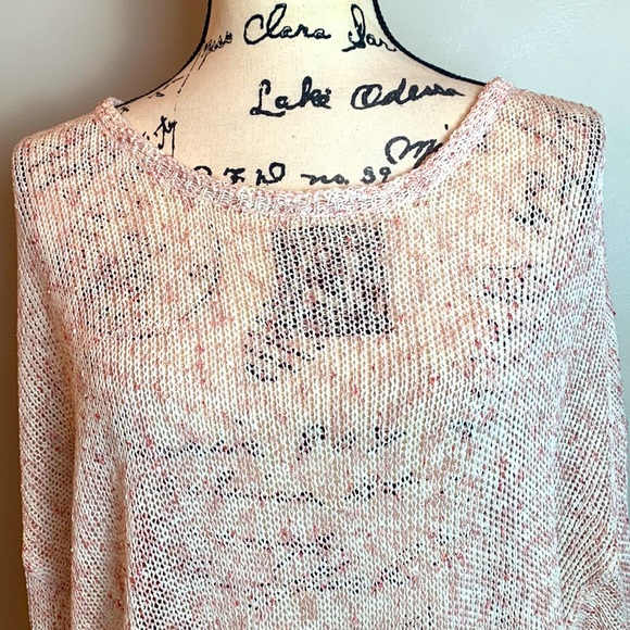 POL Open Knit Pink and White Slouch Sweater - Picture 2 of 8